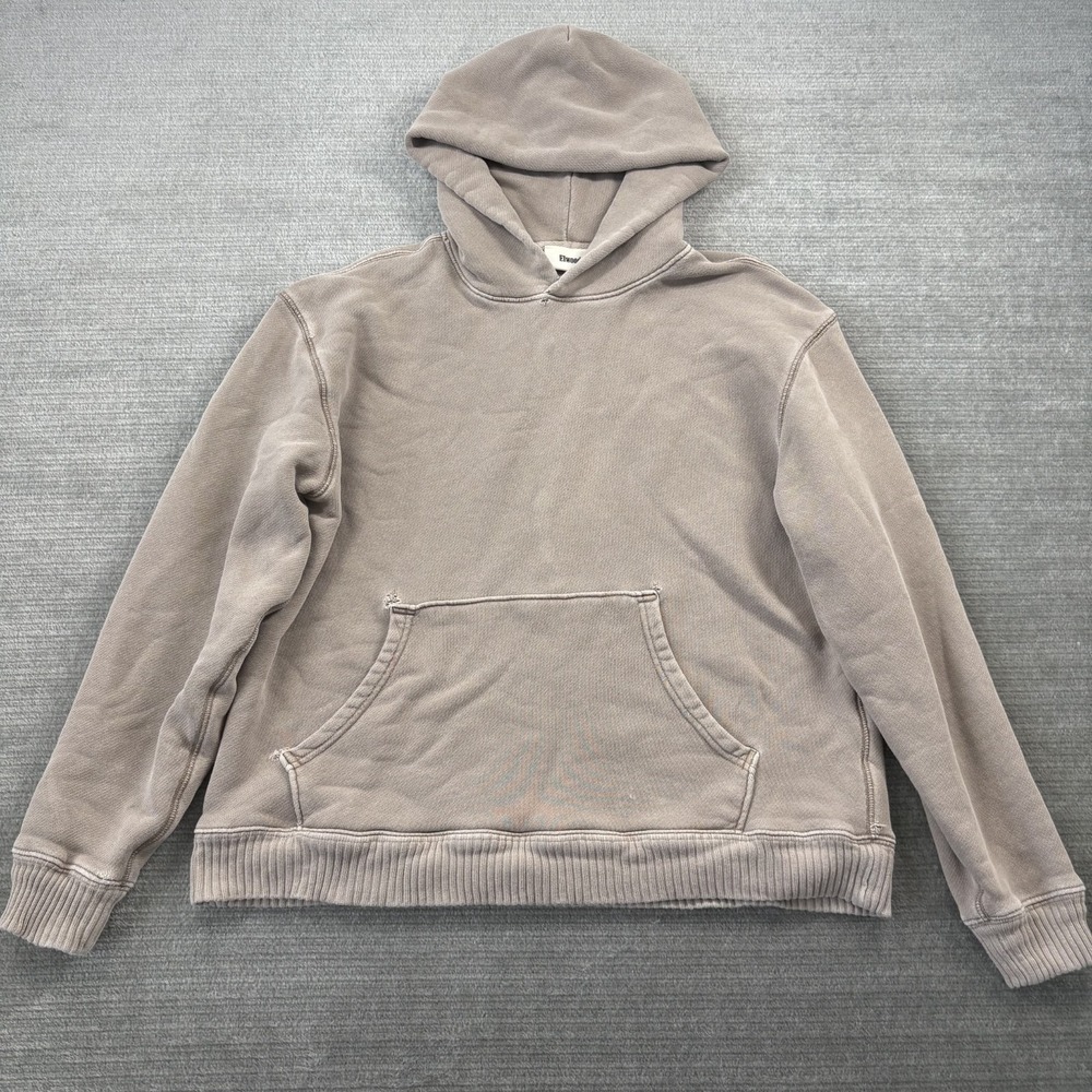 Elwood Core Hoodie Men's Small Sand  Organic‎ Oversized Brushed Terry Sweatshirt